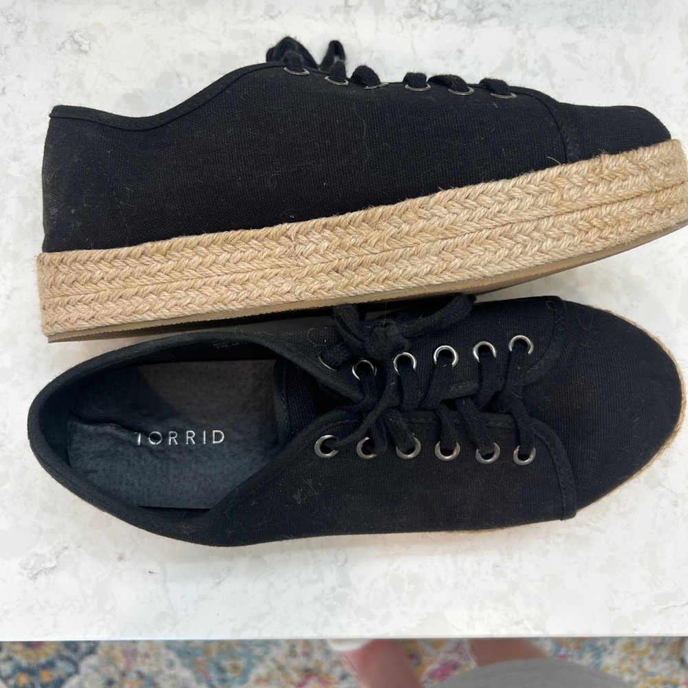 Torrid Black and Tan Sneakers with Espadrille Sole